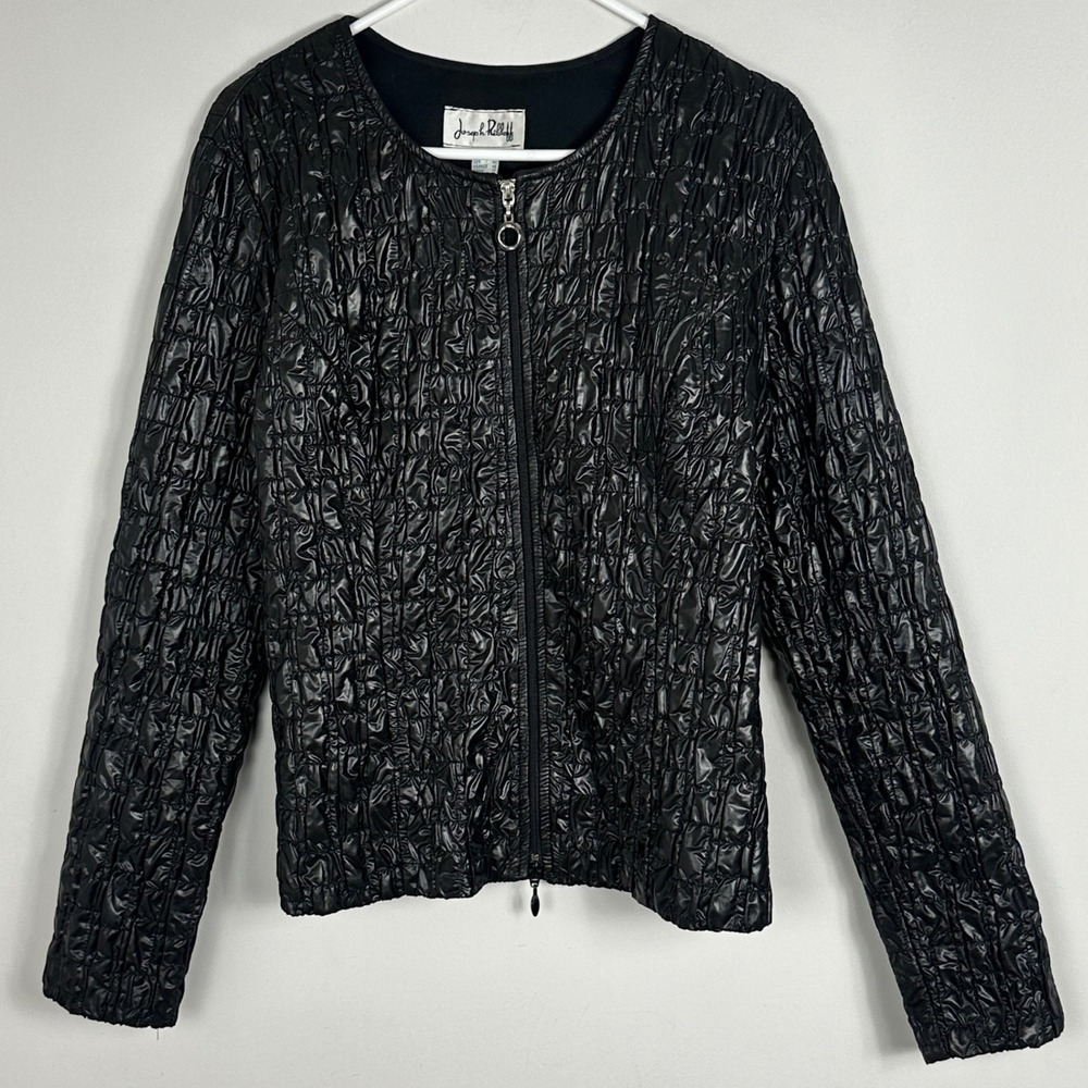 Joseph Ribkoff Black‎ Crinkle Long Sleeve Full Zip Jacket Womens Size 16 Canada